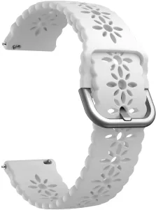 4wrist Silikonarmband mit Blumenmuster 20 mm – Silber