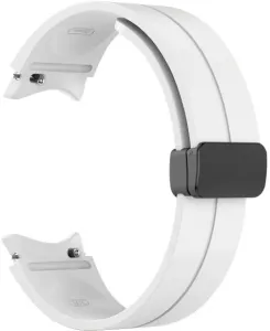 4wrist Silikonarmband mit schwarzer Schnalle für Samsung Galaxy Watch 6/5/4 – Weiß