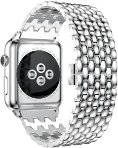 4wrist Stahlwerk mit Drachenmuster für Apple Watch 38/40/41 mm – Silber