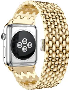 4wrist Stahlwerk mit Drachenmuster für Apple Watch 42/44/45/49 mm – Gold