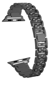 4wrist Stahlwerk mit Strasssteinen für Apple Watch 42/44/45/49 mm - schwarz