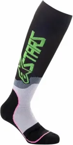 Alpinestars Socken MX Plus-2 Socks Black/Green Neon/Pink Fluorescent L