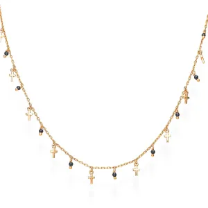 Amen Rosévergoldete Halskette mit Kristallen und Kreuz Candy Charm CLMICRRN