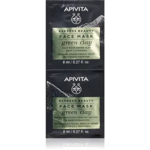 Apivita Express Beauty Green Clay Reinigende und glättende Gesichtsmaske mit grünem Ton 2 x 8 ml