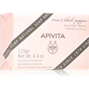 Apivita Natural Soap Rose & Black Pepper feste Reinigungsseife 125 g