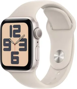 Apple Apple Watch SE (2023) GPS 40 mm Sport-Silikonarmband, Sternweiß, S/M