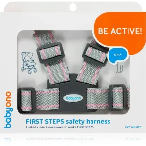 BabyOno Be Active Safety Harness First Steps Haar-Accessoire für Kinder Grey/Pink 6 m+ 1 St
