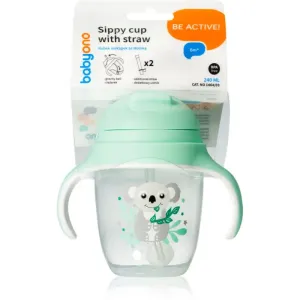 BabyOno Be Active Sippy Cup with Weighted Straw Trinklernbecher mit Strohhalm 6 m+ Koala 240 ml