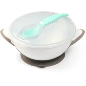 BabyOno Be Active Suction Bowl with Spoon Geschirrset für Kinder Grey 6 m+ 2 St