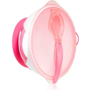 BabyOno Be Active Suction Bowl with Spoon Geschirrset für Kinder Pink 6 m+ 2 St