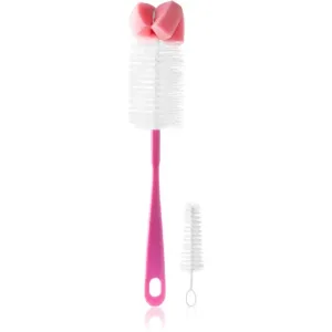 BabyOno Take Care Brush for Bottles and Teats with Mini Brush & Sponge Tip Reinigungsbürste Pink 2 St