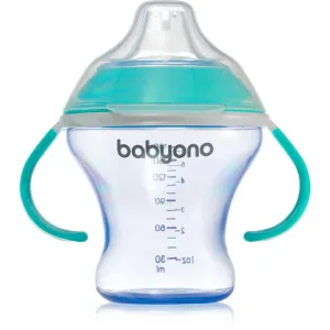 BabyOno Take Care Non-spill Cup with Soft Spout Trinklernbecher mit Griffen Turquoise 3 m+ 180 ml