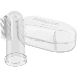BabyOno Take Care First Toothbrush Kinderzahnbürste zum Aufstecken auf den Finger + Etui Transparent 1 St