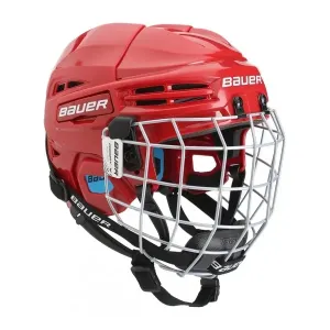 Bauer PRODIGY COMBO YTH Eishockey Helm für Kinder mit Gitter, rot, größe 48-53.5