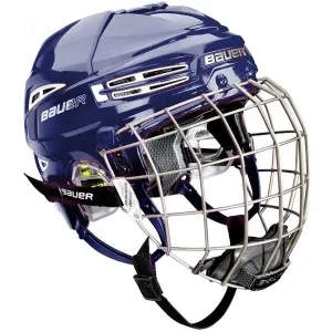 Bauer RE-AKT 100 YTH COMBO Eishockey Helm für Kinder mit Gitter, dunkelblau, größe 49-54
