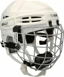 Bauer RE-AKT 100 YTH COMBO Eishockey Helm für Kinder mit Gitter, weiß, größe 49-54