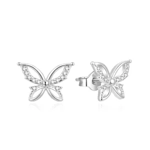Beneto Schöne silberne Ohrringe Schmetterlinge AGUP757L