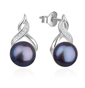 Beneto Luxuriöse Ohrringe mit echten dunklen Perlen AGUP2616P-BLACK