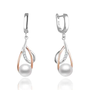 Beneto Luxuriöse Bicolor Ohrringe mit echten Perlen AGUC2676P