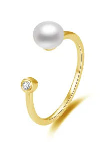 Beneto Offener vergoldeter Ring mit echter Süßwasserperle AGG467-G