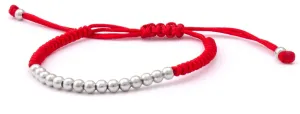 Beneto Rotes Schnur-Kabbalah-Armband mit Silberperlen AGB574