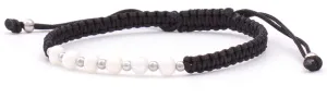 Beneto Schwarzes Schnur-Kabbalah-Armband mit echten Perlen AGB550