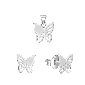 Beneto Silber Schmuckset Schmetterlinge AGSET224L (Anhänger, Ohrringe)