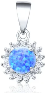 Beneto Silberanhänger mit blauem synthetischem Opal und klaren Kristallen AGH98