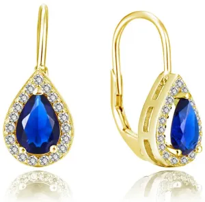Beneto Vergoldete Ohrringe mit blauen Zirkonen AGUC2229-GOLD