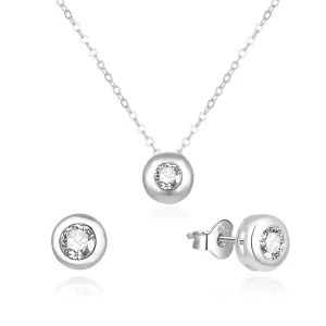 Beneto Sanftes Silberschmuckset mit Zirkonen AGSET191R (Halskette, Ohrringe)