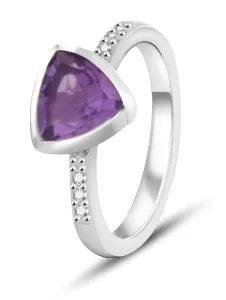 Beneto Exclusive Silberring mit markantem Amethyst AMEAGG2 58 mm