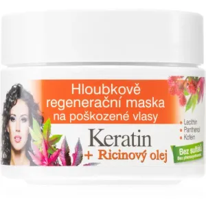 Bione Cosmetics Keratin + Ricinový olej regenerierende Maske für die Haare 260 ml