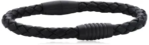 Boccia Titanium Geflochtenes Armband aus schwarzem Leder 0347-0721 21 cm