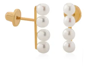Brilio Lange goldene Ohrringe mit echten Perlen 14/147.161/17P