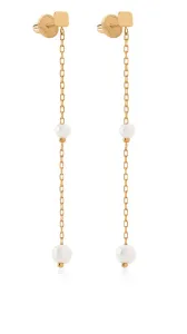 Brilio Lange goldene Ohrringe mit Perlen 14/468.501/17P