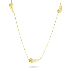 Brilio Verspielte Halskette aus Gelbgold mit Engelsflügeln NCL067AUY