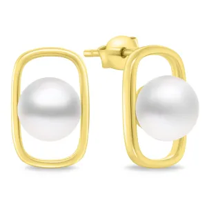 Brilio Silver Bezaubernde vergoldete Ohrringe mit Perlen EA905Y