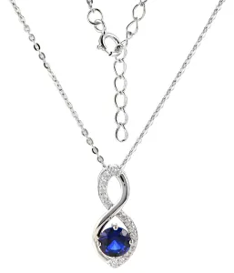 Brilio Silver Charmante Silberkette mit Saphir SP08340B (Halskette, Anhänger)