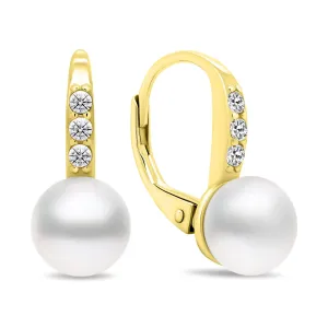 Brilio Silver Charmante vergoldete Ohrringe mit Perlen und Zirkonen EA385Y