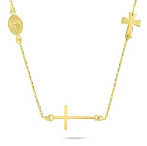 Brilio Silver Damen vergoldete Halskette mit Kreuz NCL108Y