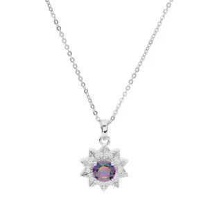 Brilio Silver Elegante Silberkette mit Regenbogen-Topas Mystic Stone MP06090B (Halskette, Anhänger)