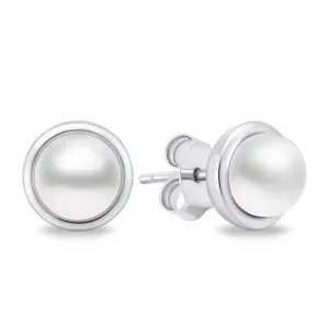 Brilio Silver Elegante Silberohrringe mit echten Perlen EA626W