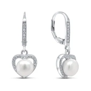 Brilio Silver Elegante Silberohrringe mit Perle und Zirkonen EA87