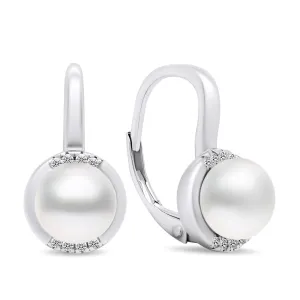 Brilio Silver Elegante Silberohrringe mit Perlen und Zirkonen EA384W
