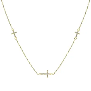 Brilio Silver Elegante vergoldete Halskette mit Zirkonen NCL27Y