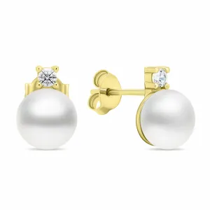 Brilio Silver ElegantElegante vergoldete Ohrringe mit echten Perlen EA597Y