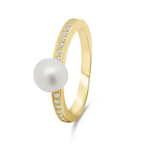 Brilio Silver Elegantervergoldeter Ring mit echter Perle RI055Y 54 mm