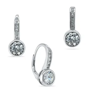 Brilio Silver Elegantes Silberset mit Zirkonen SET201W (Anhänger, Ohrringe)