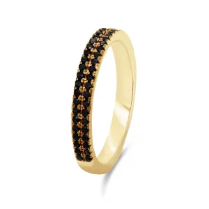 Brilio Silver Glitzernder vergoldeter Ring mit schwarzen Zirkonen RI058Y 52 mm