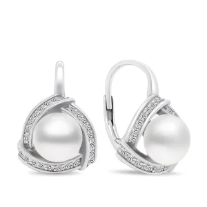 Brilio Silver Luxuriöse Perlenohrringe aus Silber EA393W